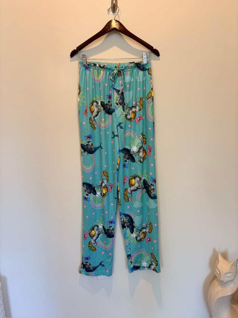 Turquoise Fantasy Unicorn Print Women's Pajama/ Lounge Pants